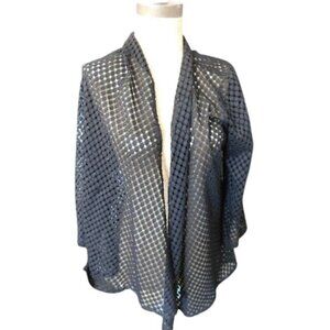 Slinky Brand Size XS Black Semi Sheer Cut Out Cardigan Style Jacket Top